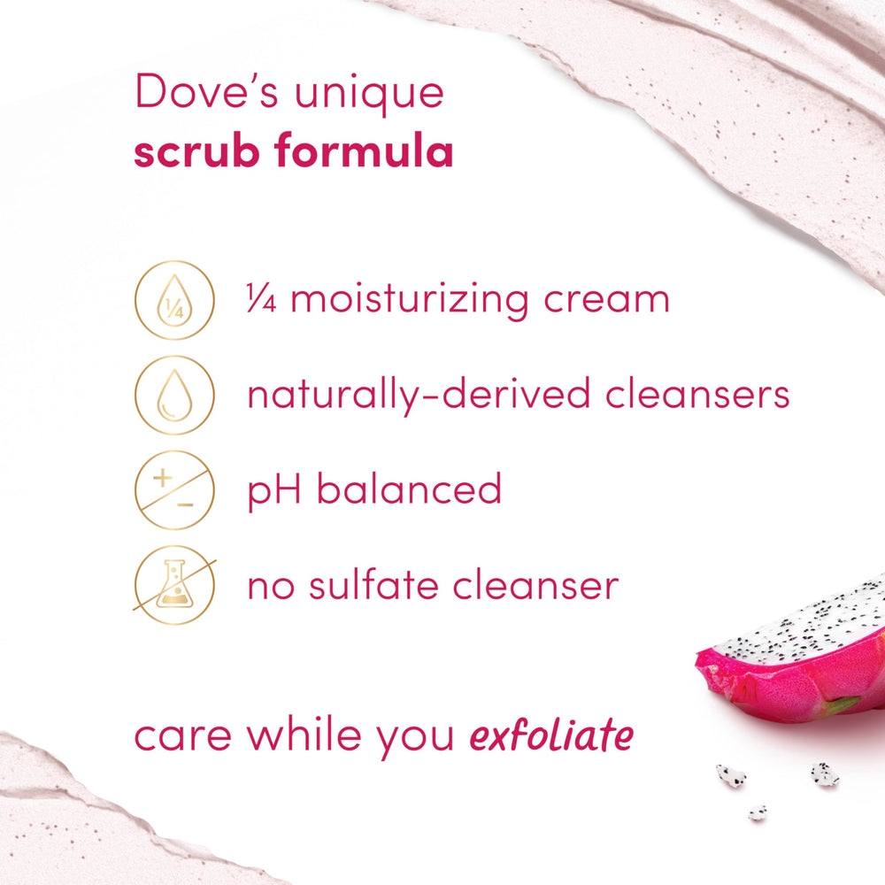 Dove Dragon Fruit Coconut Scrub in shower for daily self-care