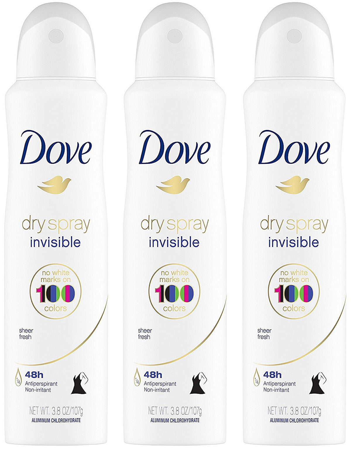 Dove Dry Spray Invisible Sheer Fresh front can showing all-day freshness without residue.