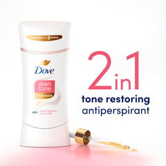Twist-up applicator ready to release Dove Even Tone Peach Blossom Stick