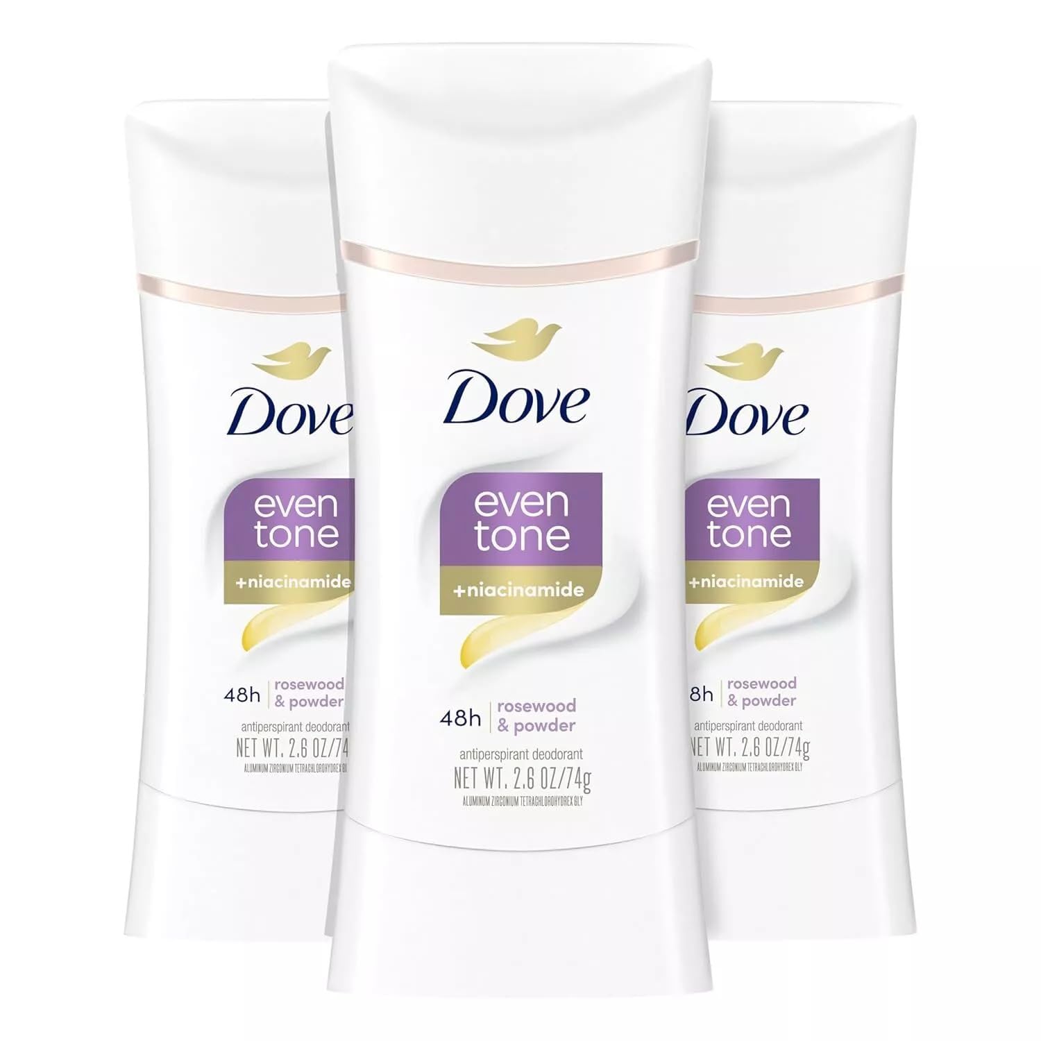 Dove Even Tone rosewood-powder antiperspirant stick provides fresh underarm protection