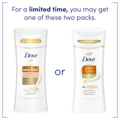 Dove Even Tone provides 48-hour odor and sweat protection.