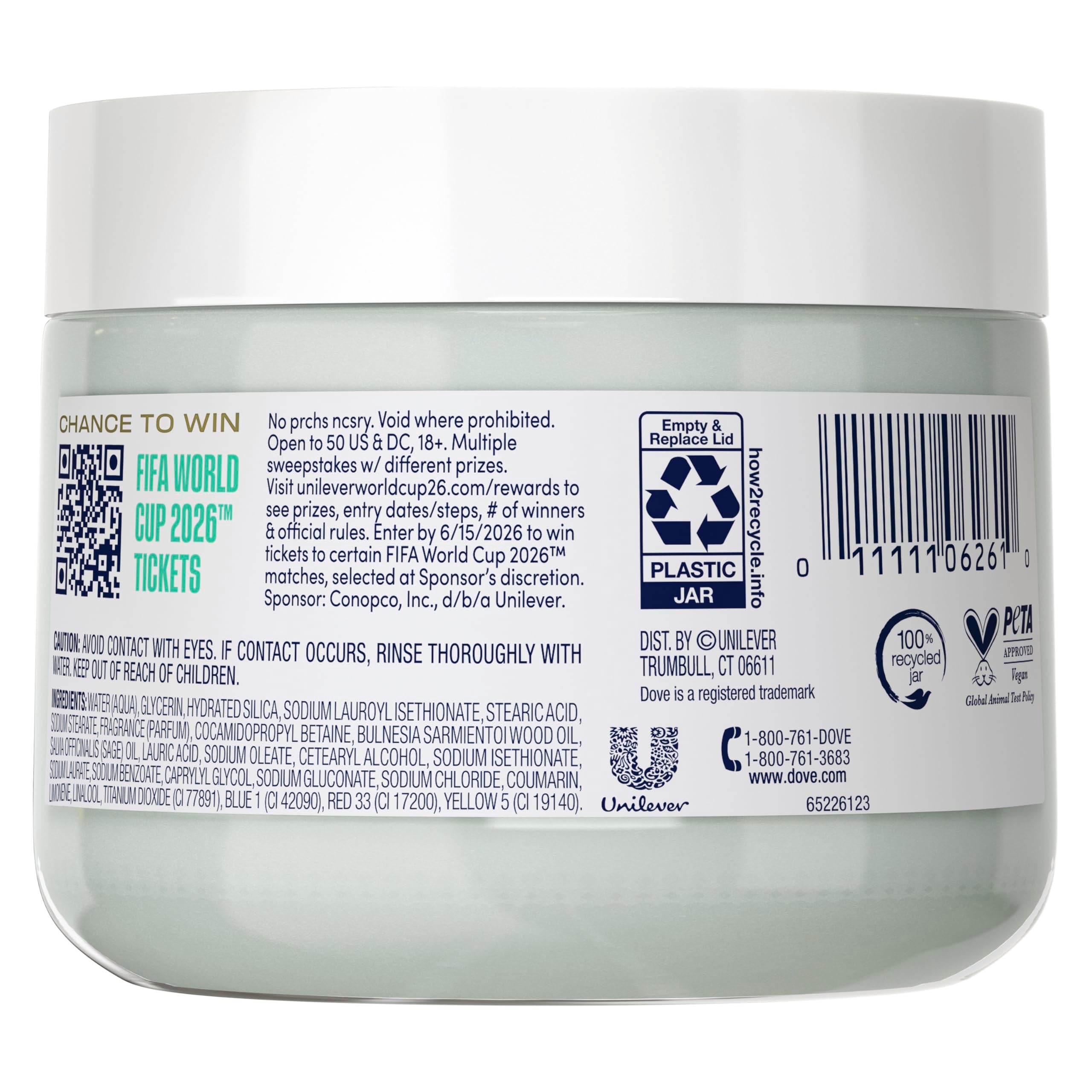 Dove limited-edition jar made from recycled materials for sustainable packaging.