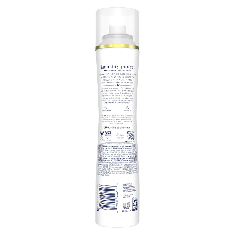 Dove flexible hold hairspray can delivers all-day frizz control.