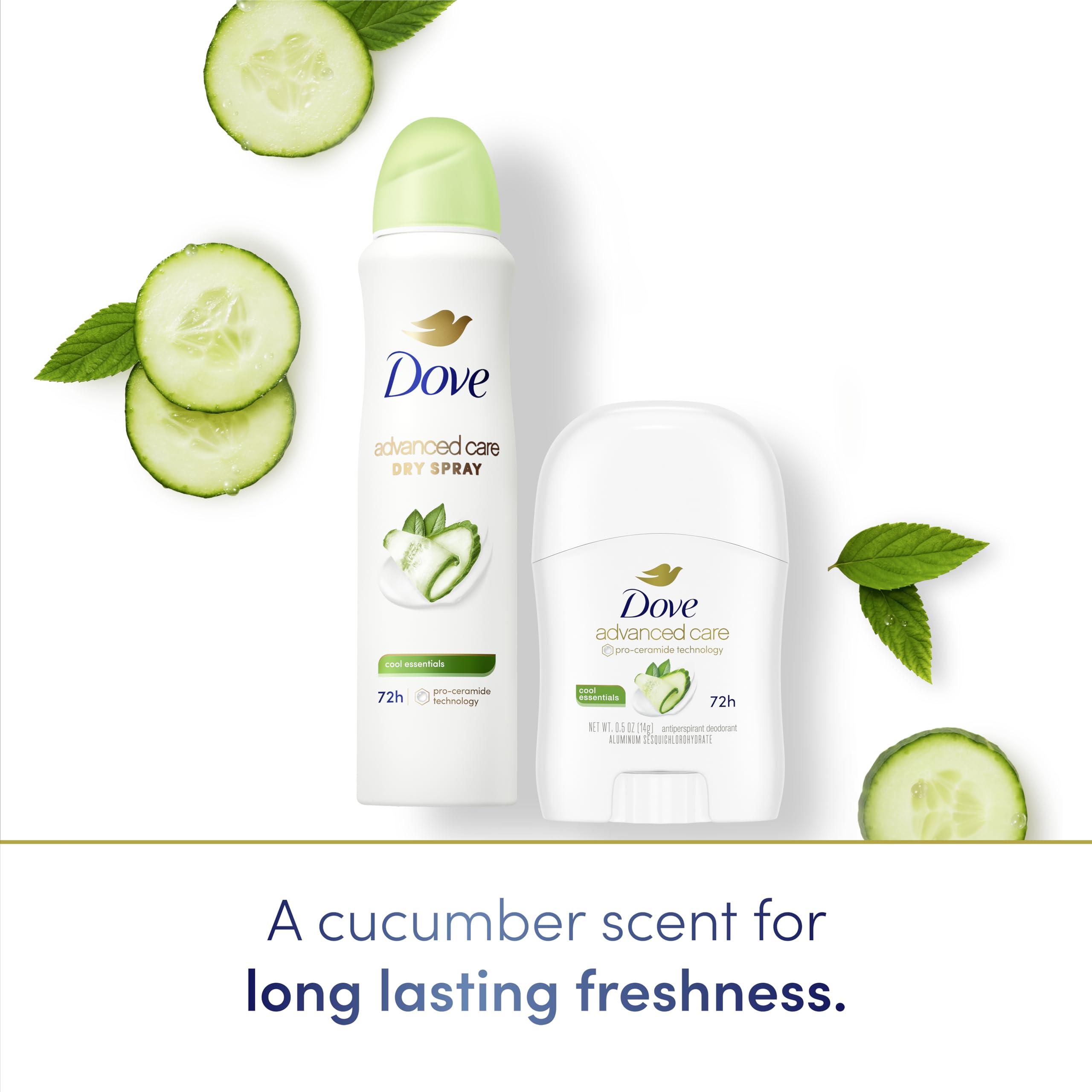 Dove fragrance image with juicy pear and crisp cucumber for an uplifting scent.