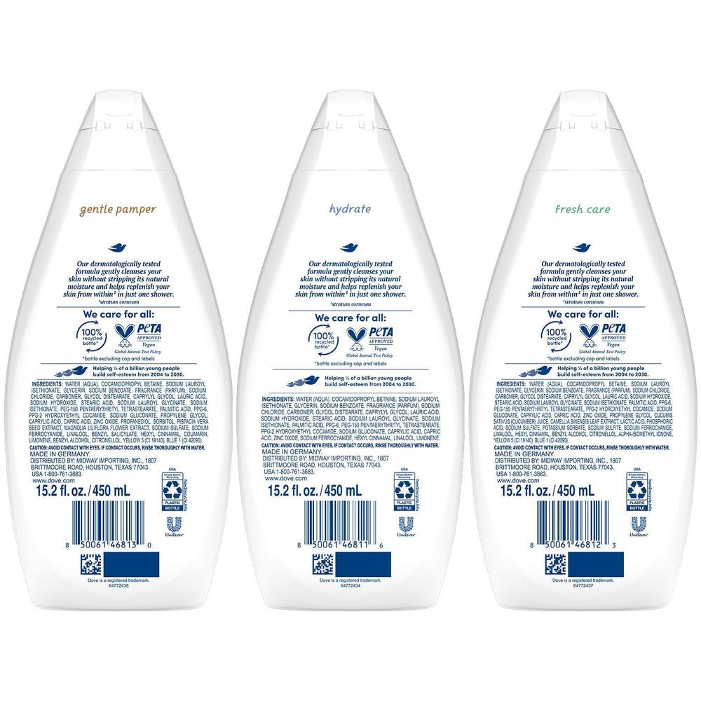 Dove Gentle Pamper foam demonstrates gentle cleansing for sensitive skin