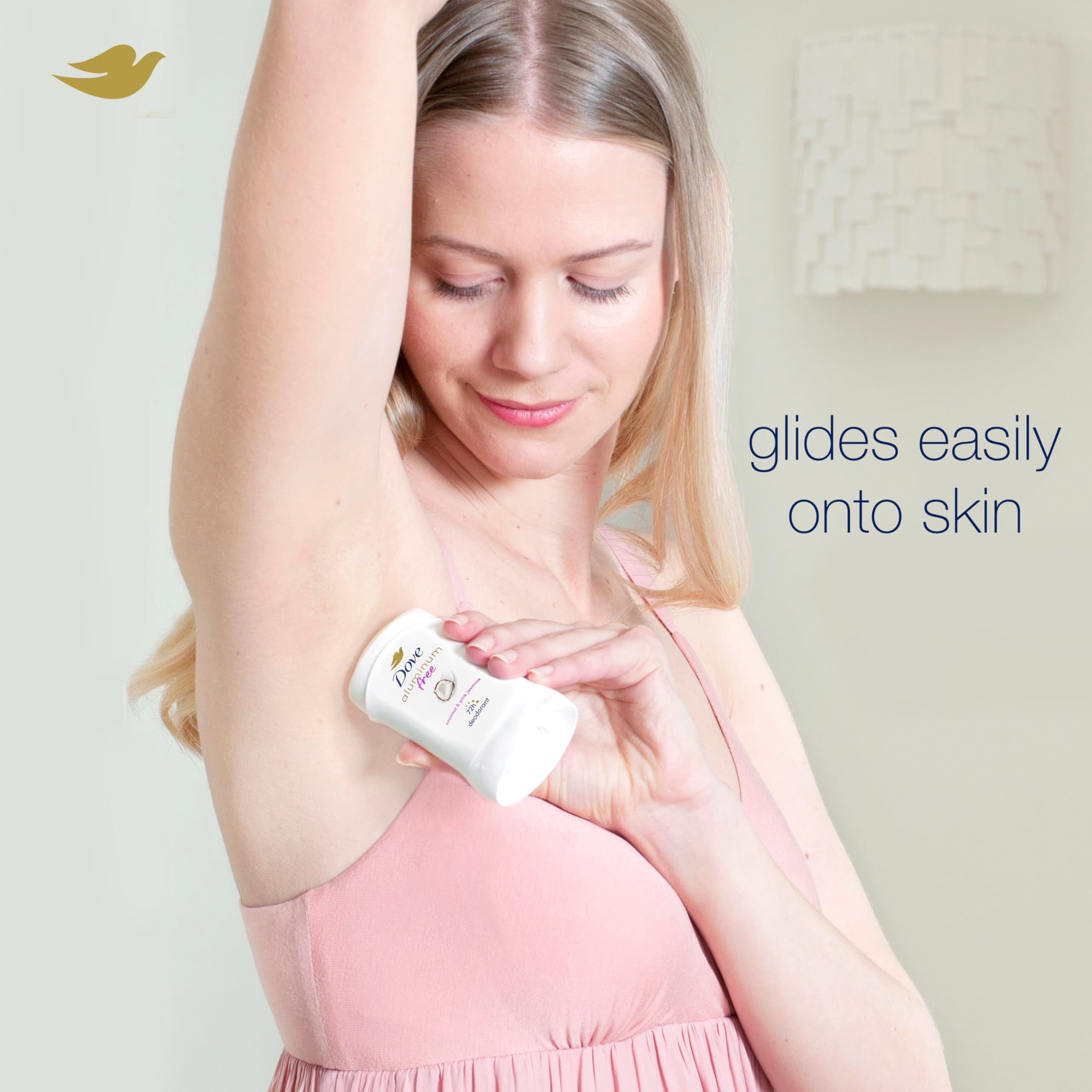 Dove glide-on deodorant stick shows smooth application for easy daily use