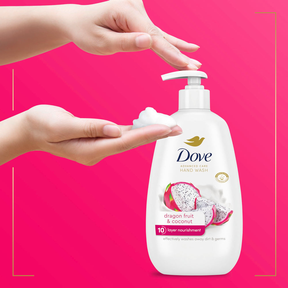 Dove hand wash eco packaging made from recycled plastic.