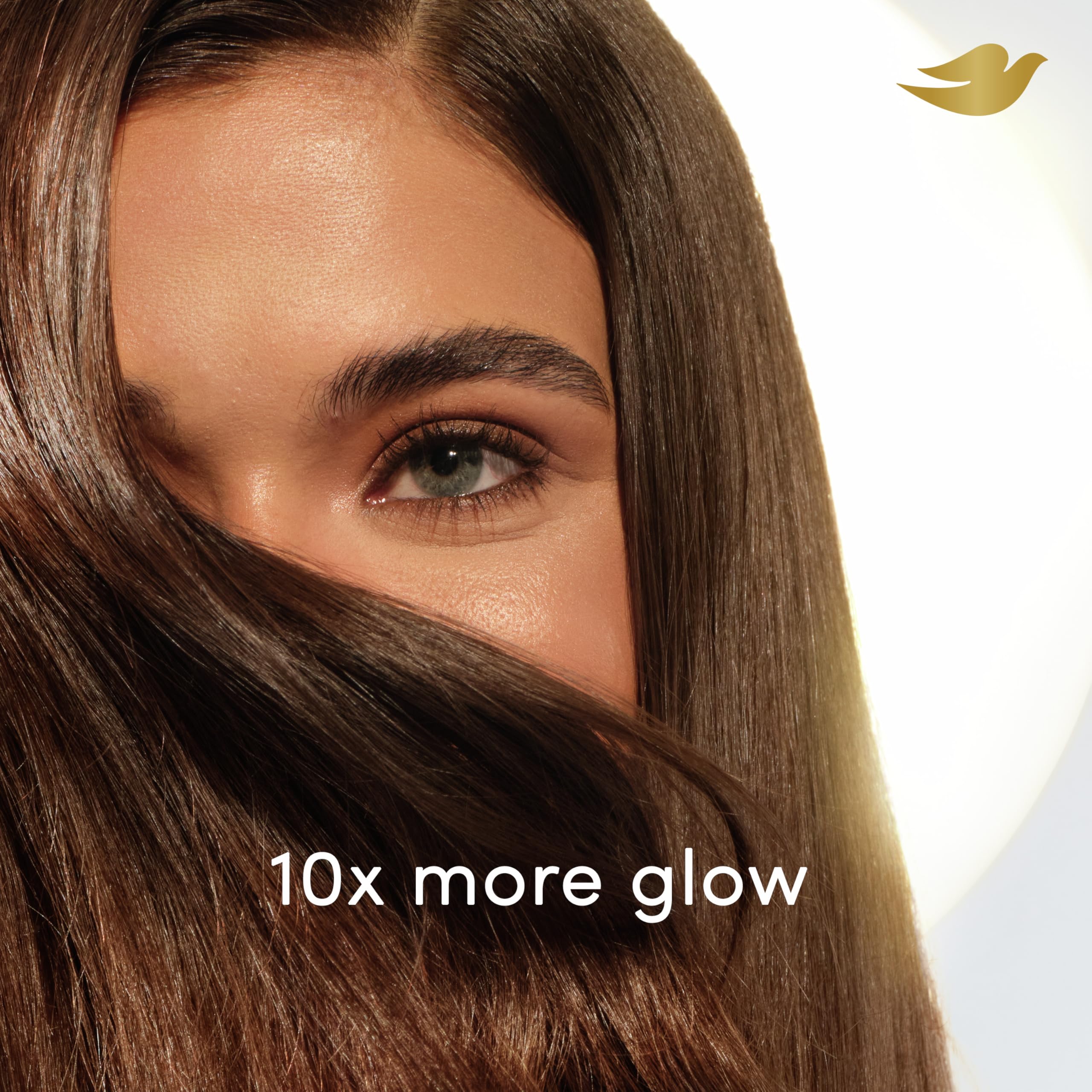 Dove high gloss shine and ultra light texture seen in a quick absorption shot.