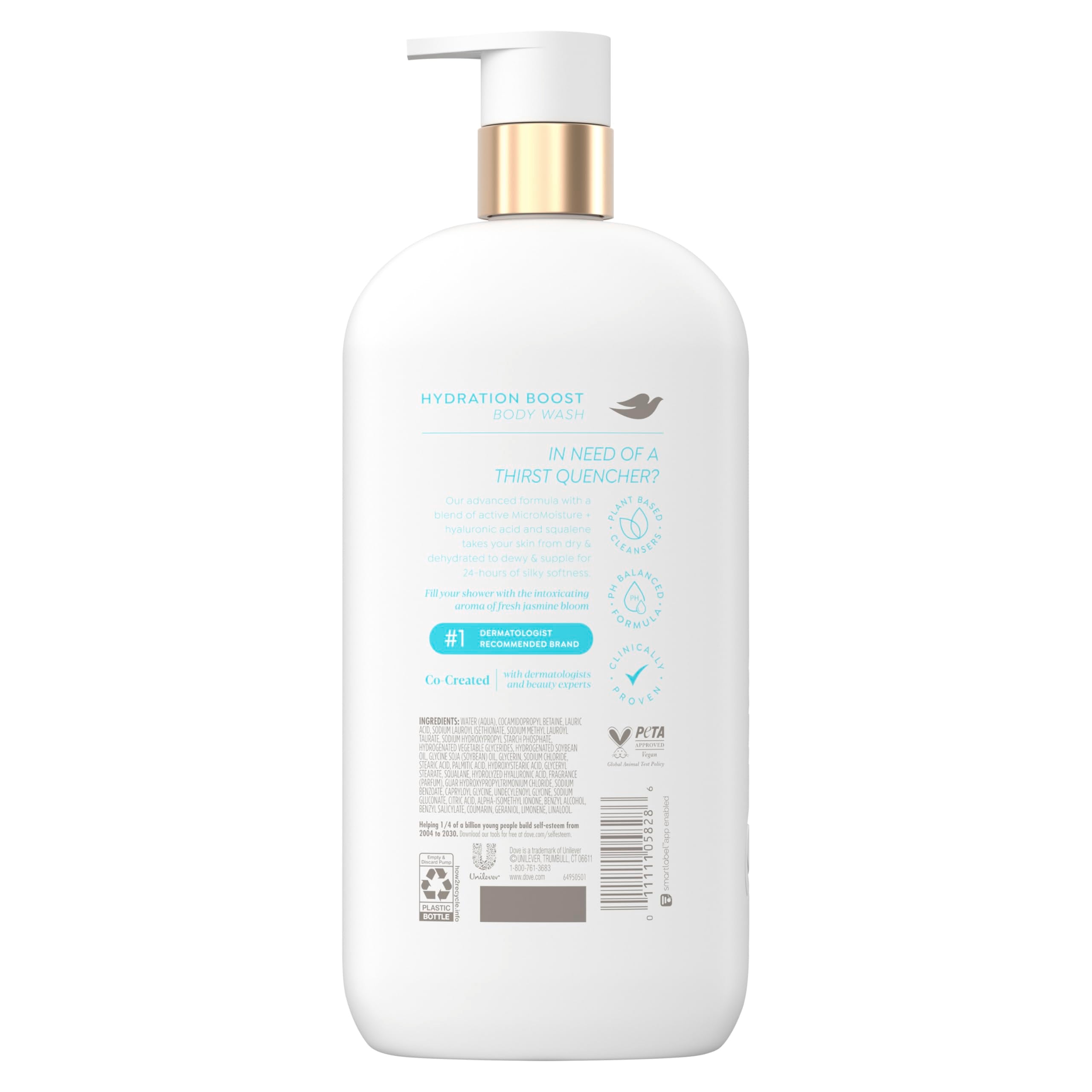 Dove Hydration Boost creamy serum wash, rich lather for silky skin