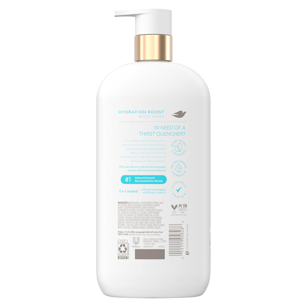 Dove Hydration Boost creamy serum wash, rich lather for silky skin