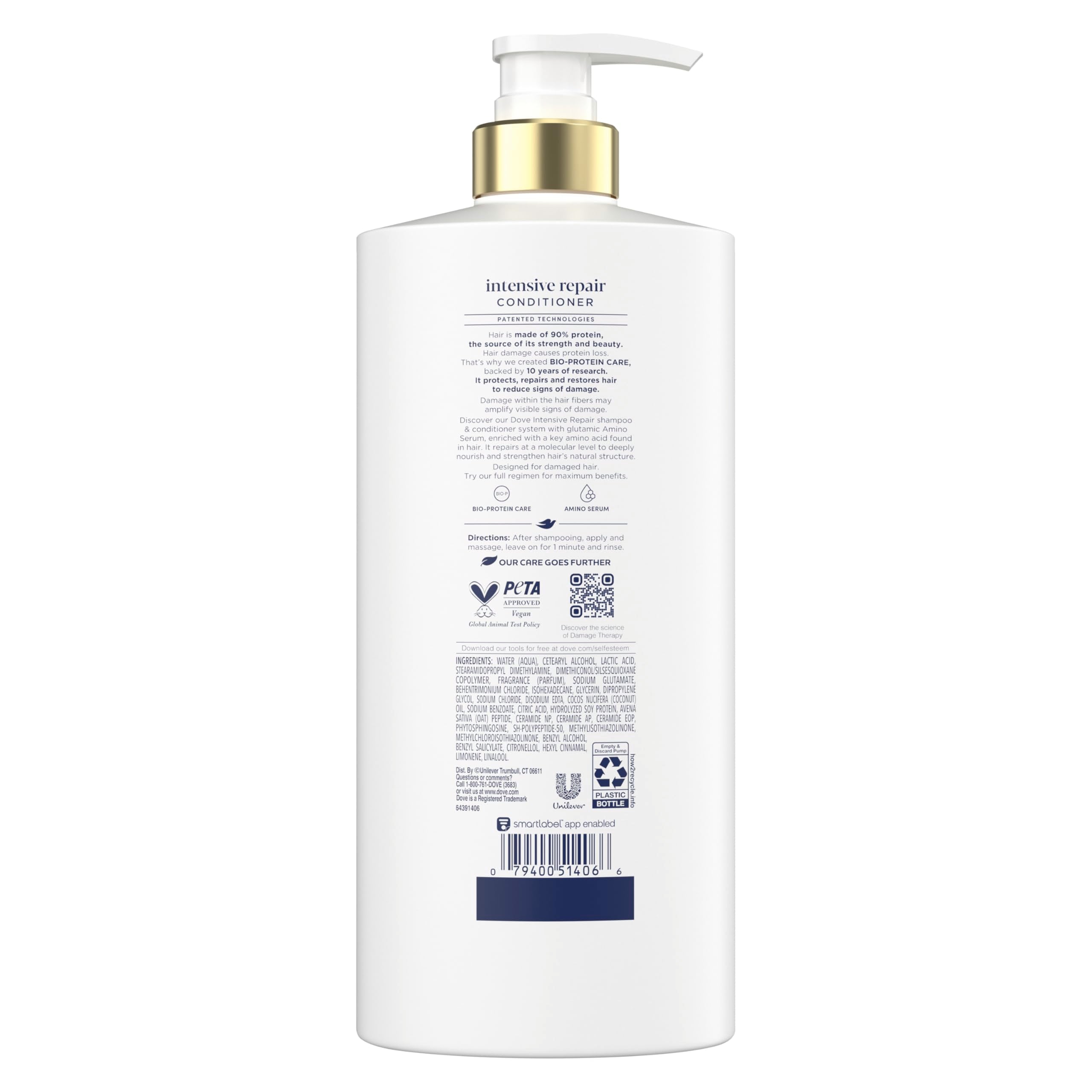 Hands applying Dove Intensive Repair conditioner for daily nourishment.