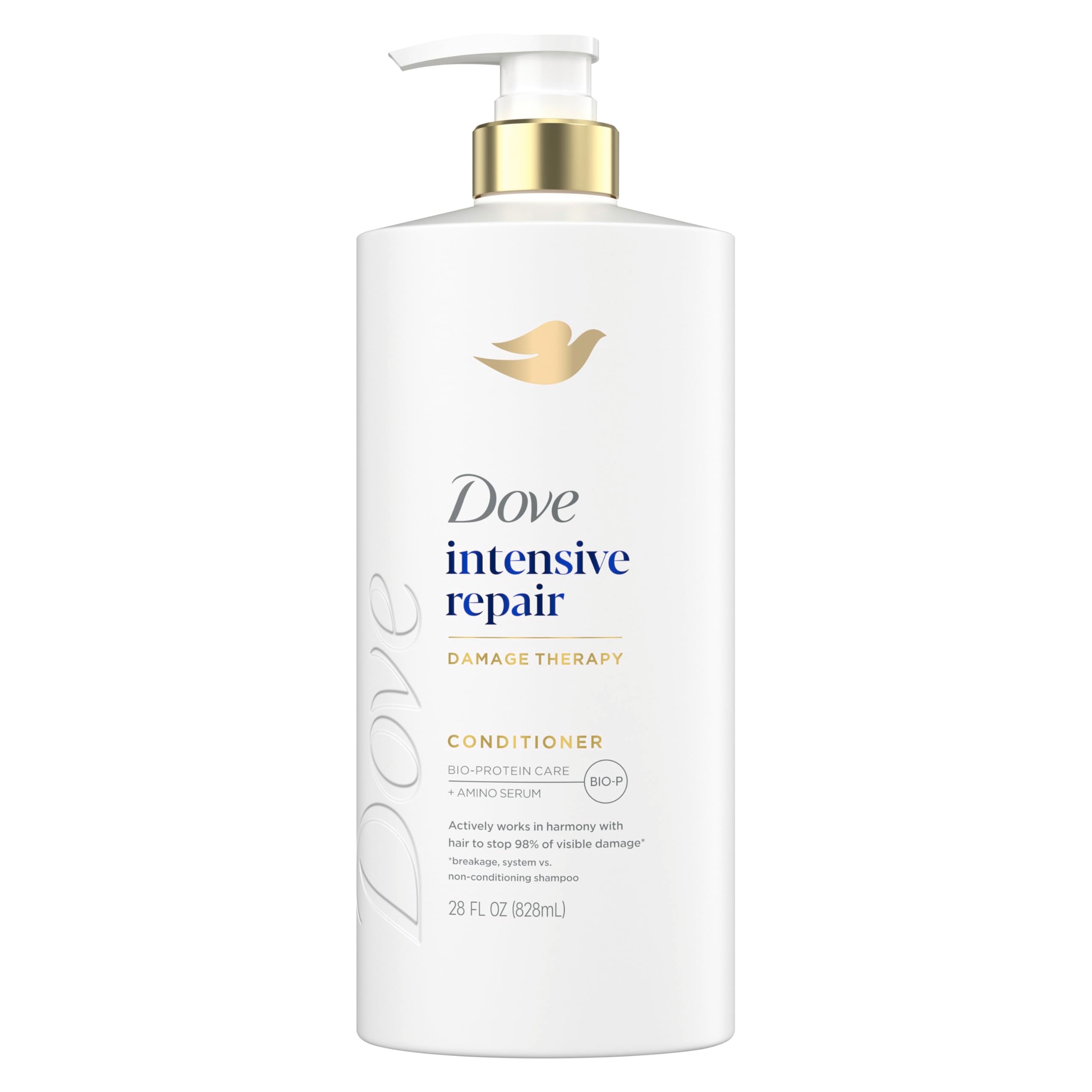 Dove Intensive Repair conditioner bottle ready for use, delivering stronger hair with every wash