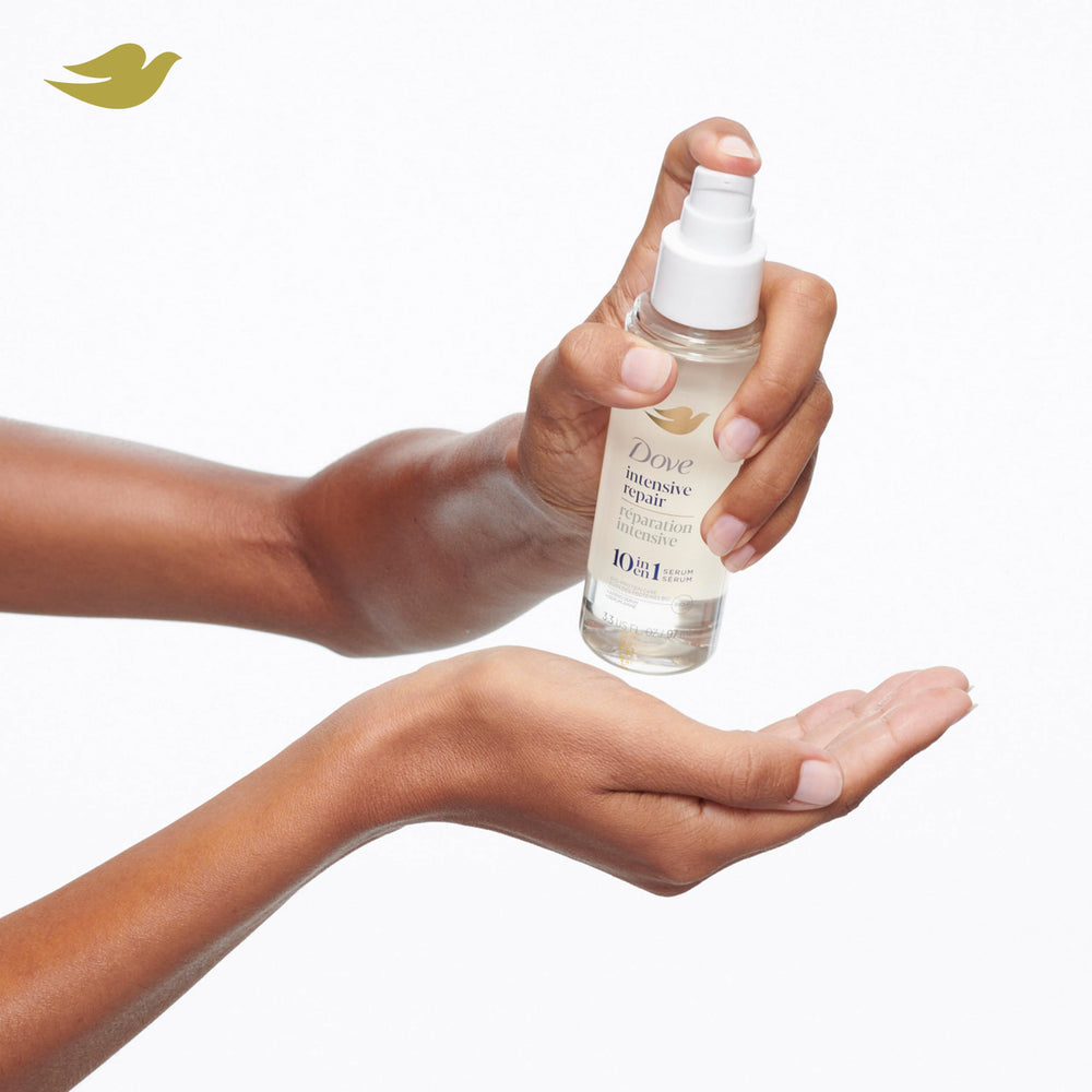 Dove Intensive Repair damp hair application focuses on mid-length to ends
