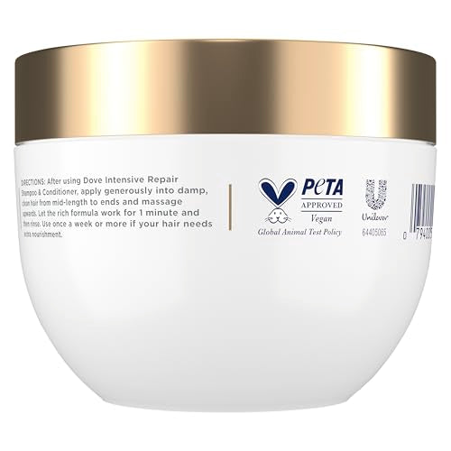 Dove Intensive Repair serum mask application on damp hair supports moisture.