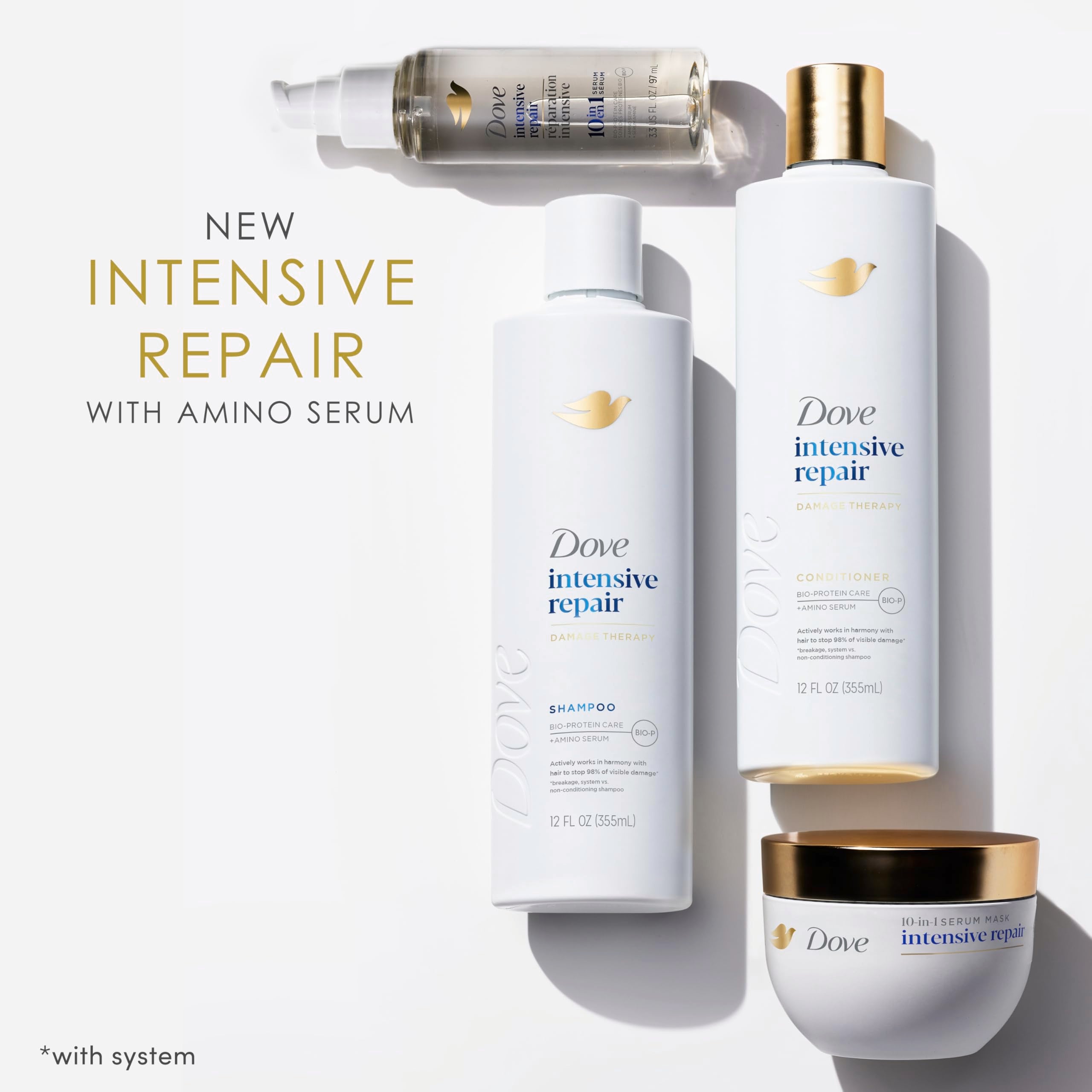 Dove Intensive Repair shiny hair after use demonstrates 48H gloss