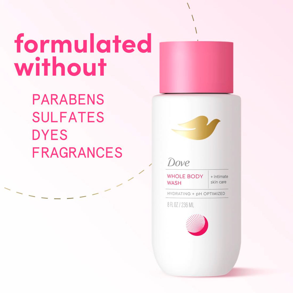 Dove Intimate Wash dermatologist-approved seal supports skin safety.