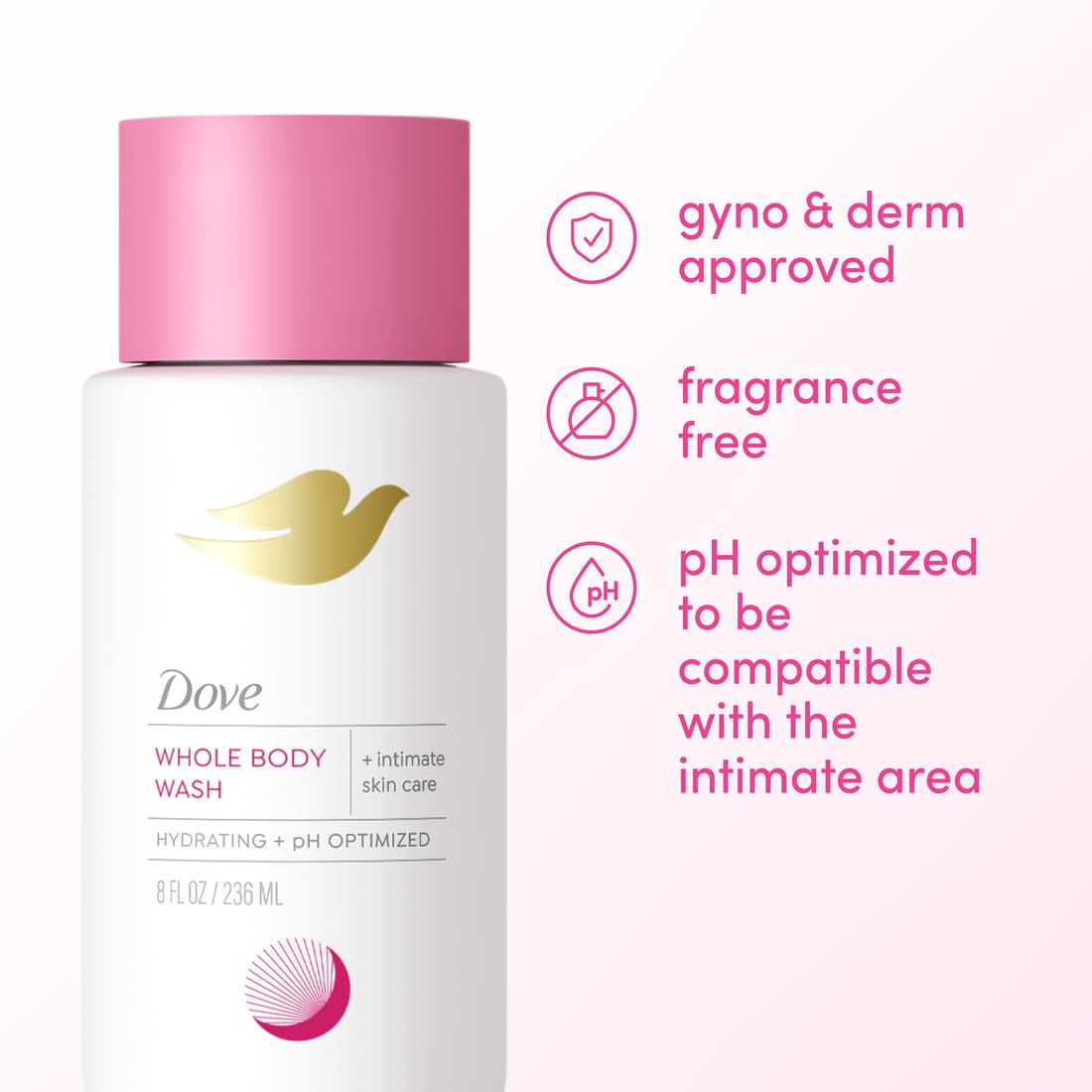 Dove Intimate Wash gynecologist-tested label for trusted care.