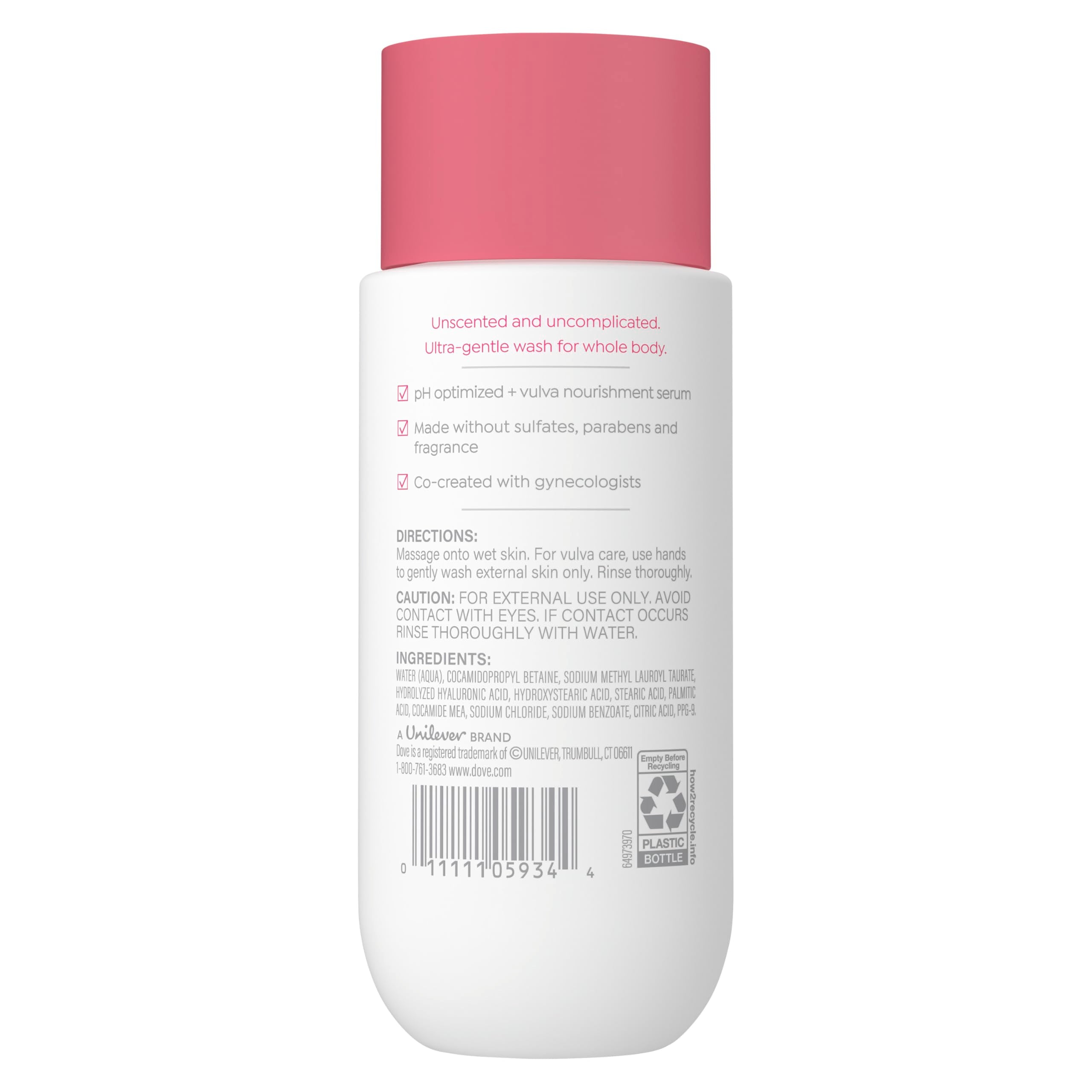 Dove Intimate Wash pump top demonstrates easy daily use for gentle care.