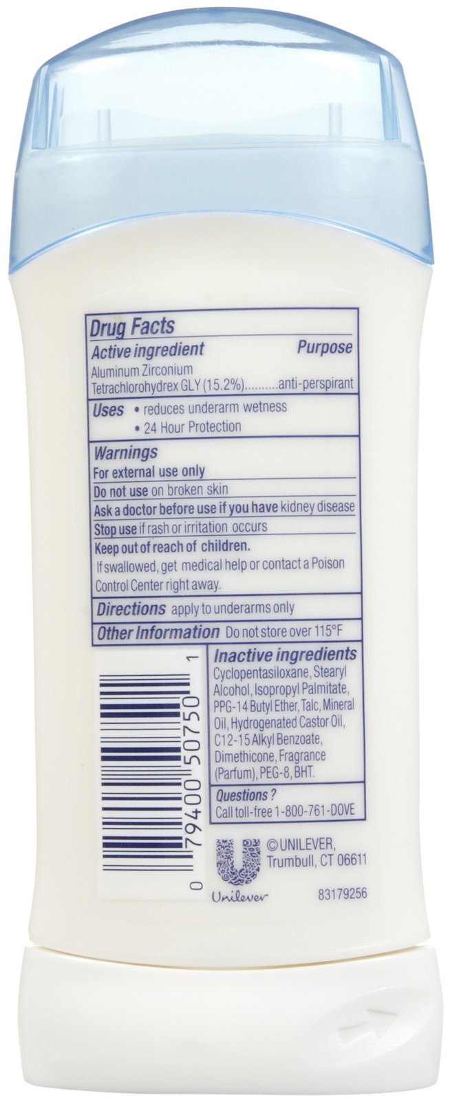 Dove Invisible Solid Fresh pack display shows three sticks for all-day confidence.