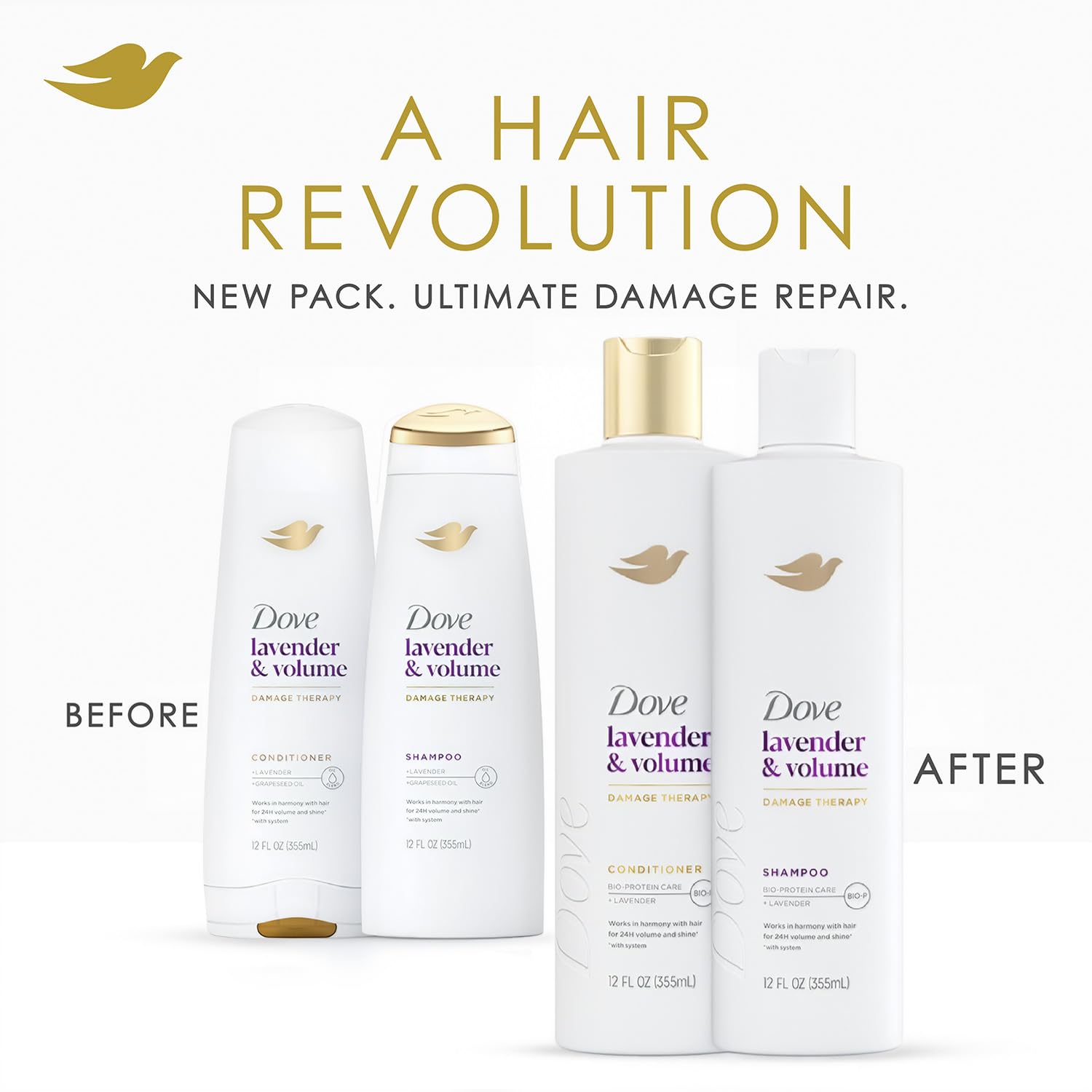Dove Lavender & Volume Shampoo lather demonstrates refreshing cleansing action.