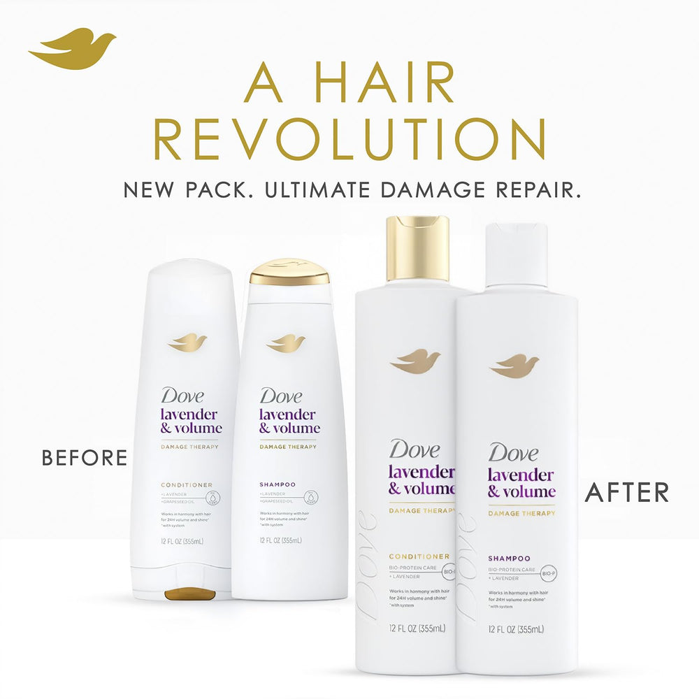 Dove Lavender & Volume Shampoo lather demonstrates refreshing cleansing action.