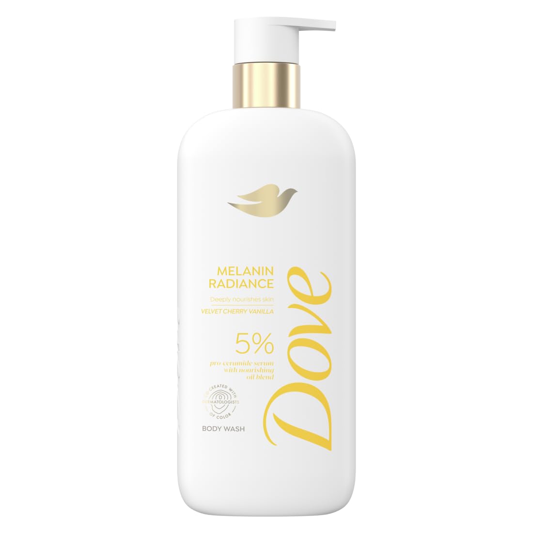 Dove Melanin Radiance bottle pour for a hydrating cleanse