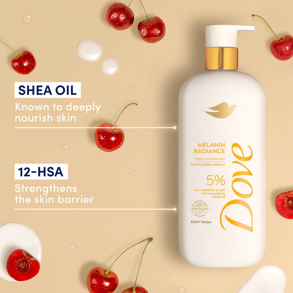 Dove Melanin Radiance scent notes emphasize black cherry and almond butter aroma