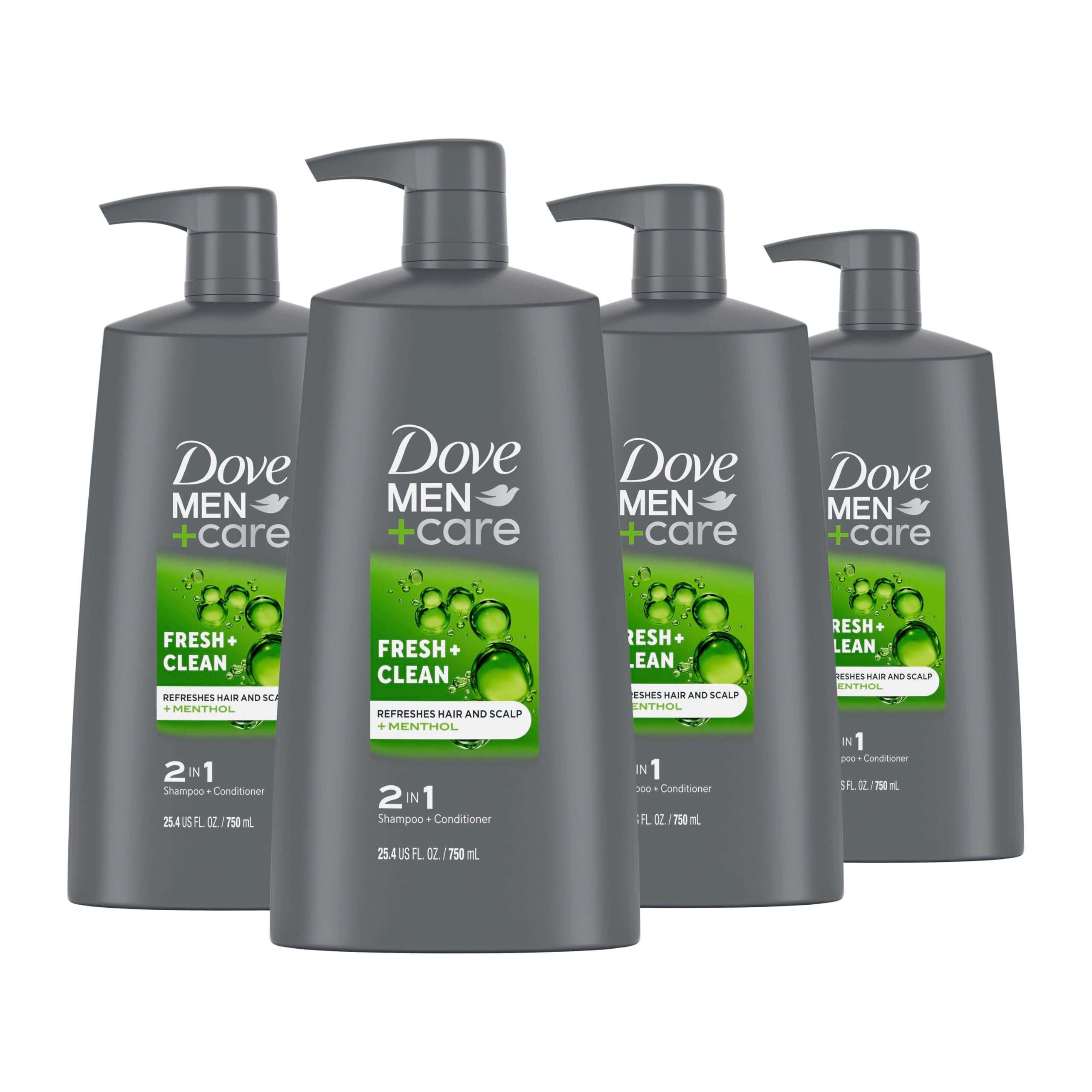 Dove Men+Care 2-in-1 bottle in shower for fresh cleanse