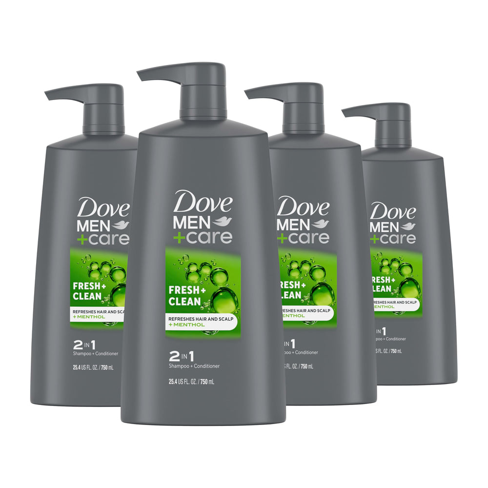 Dove Men+Care 2-in-1 bottle in shower for fresh cleanse