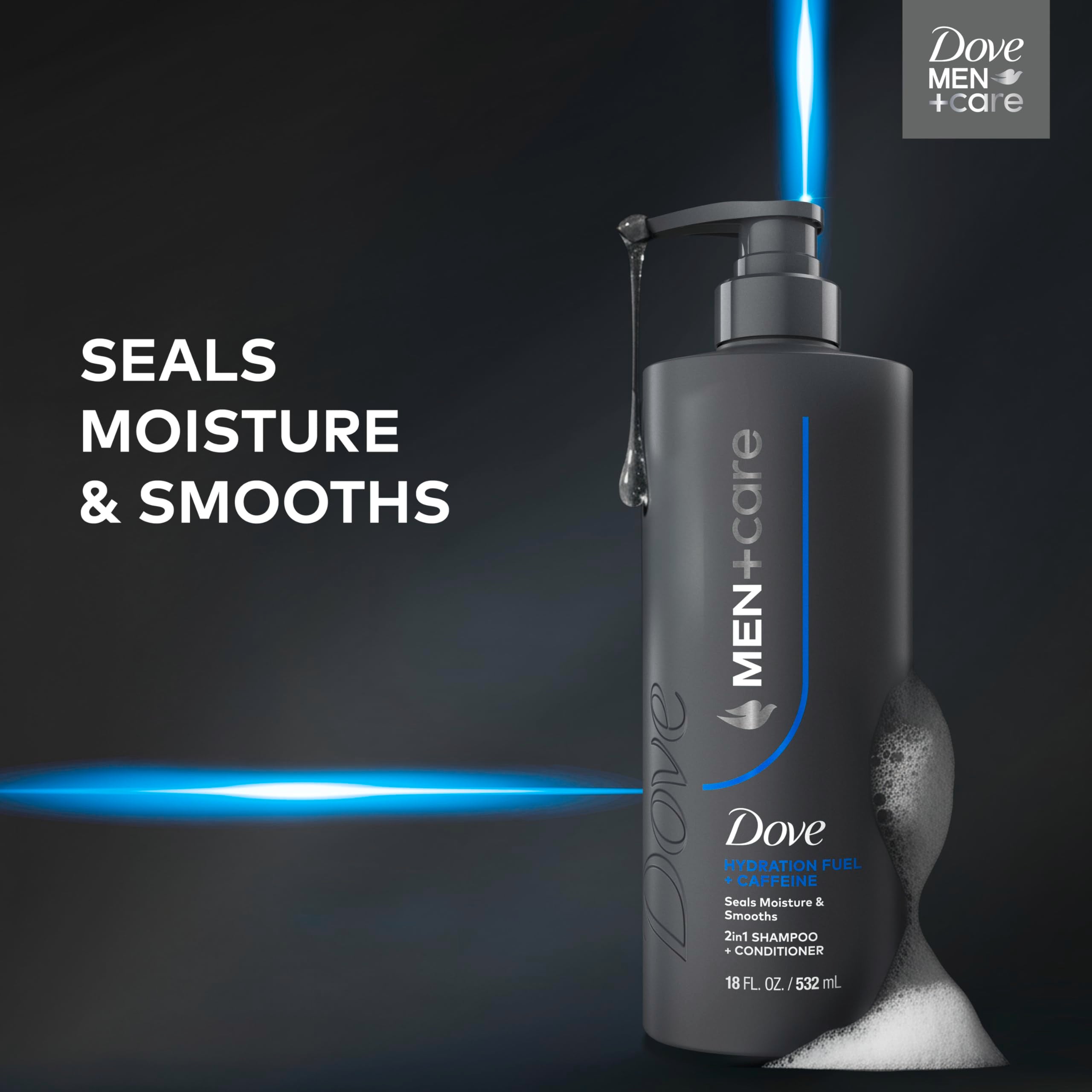 Dove Men+Care 2-in-1 shampoo conditioner bottle view