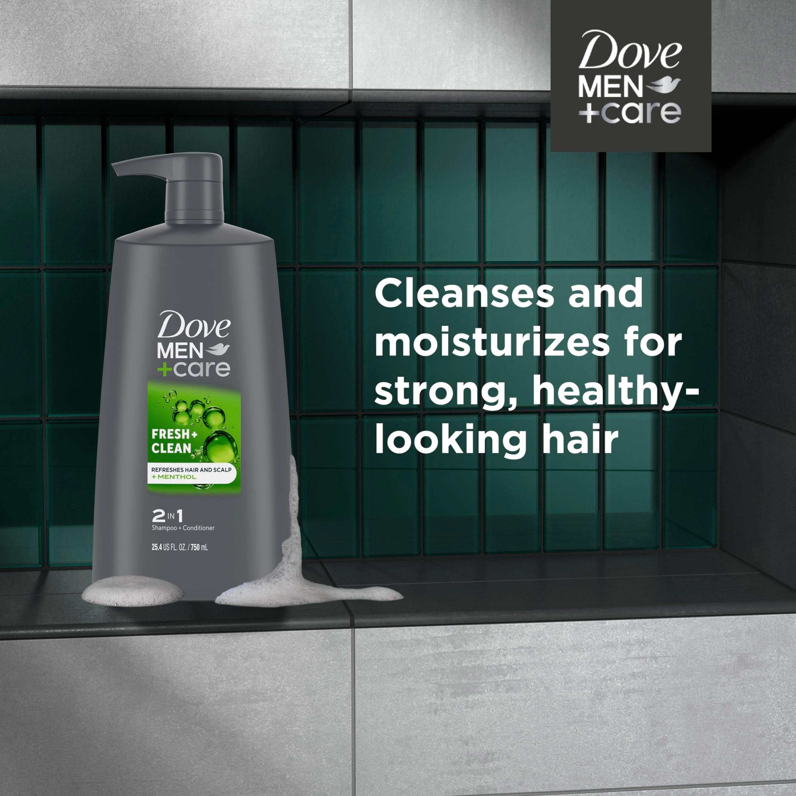 Dove Men+Care in shower with active man applying product