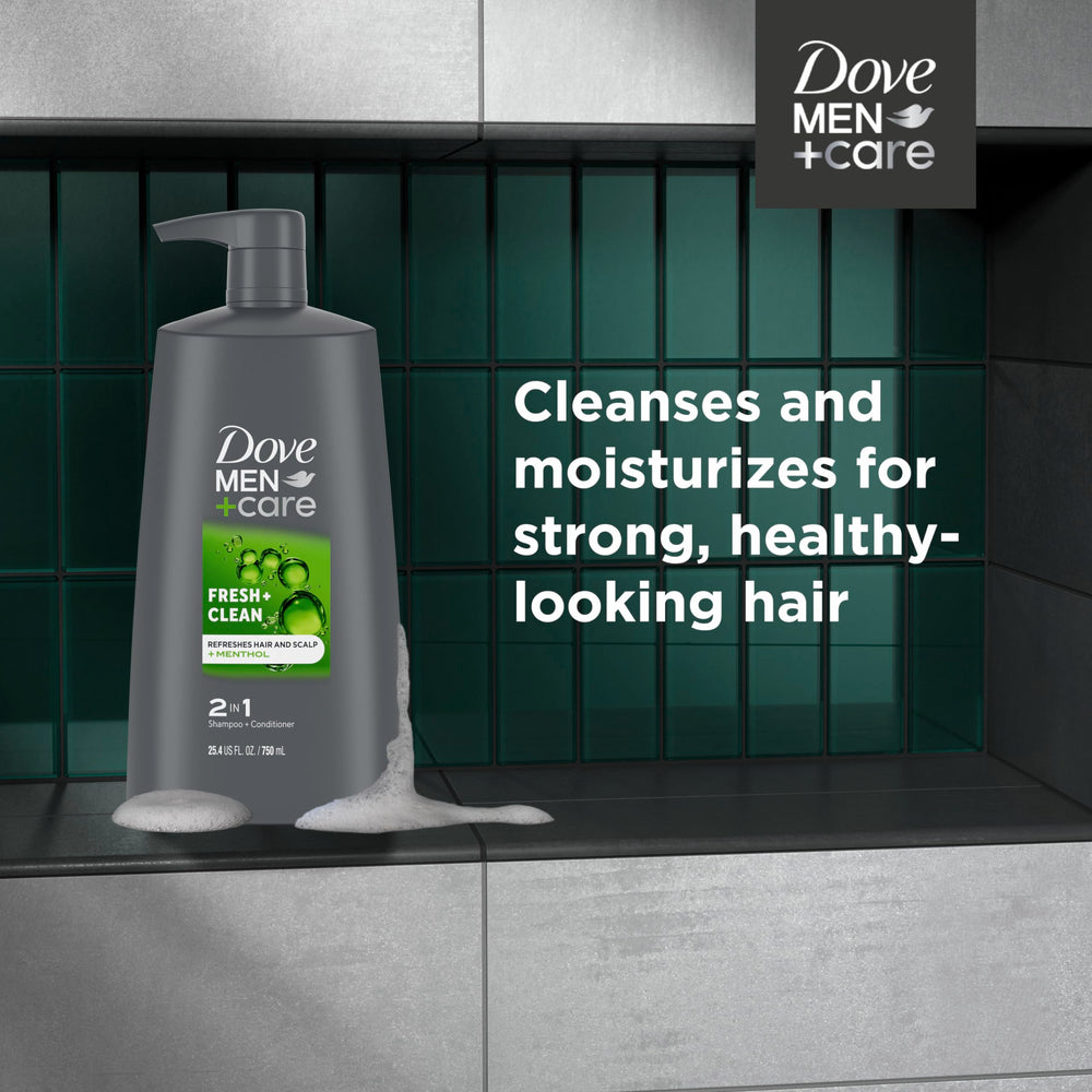 Dove Men+Care in shower with active man applying product