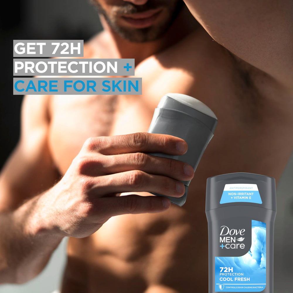 Dove Men+Care apply-underarms shot conveys easy daily use
