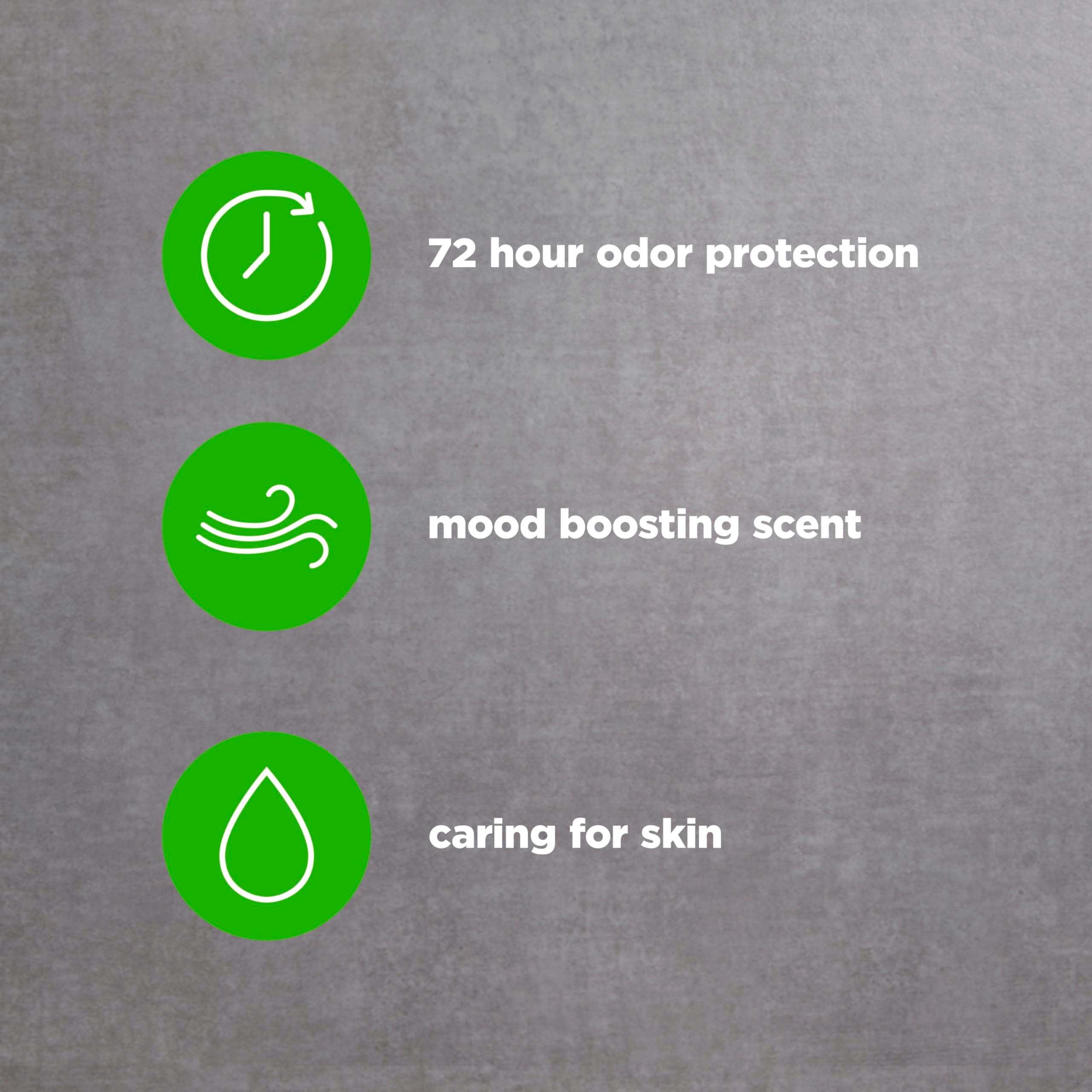 Dove Men+Care Breeze packaging emphasizes 72-hour protection and aluminum-free formula.