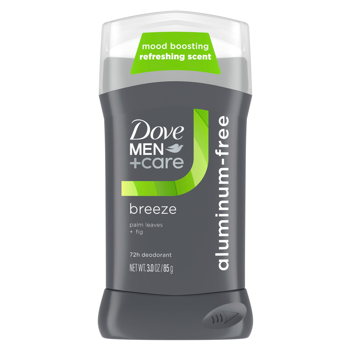 Dove Men+Care Breeze deodorant stick for all-day odor control and skin comfort.
