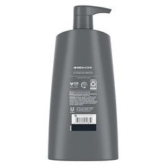 Dove Men+Care label close-up shows caffeine and menthol for cooling