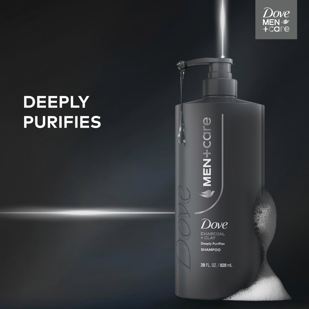 Dove Men+Care Charcoal + Clay cleanses hair while preserving lightweight moisture.