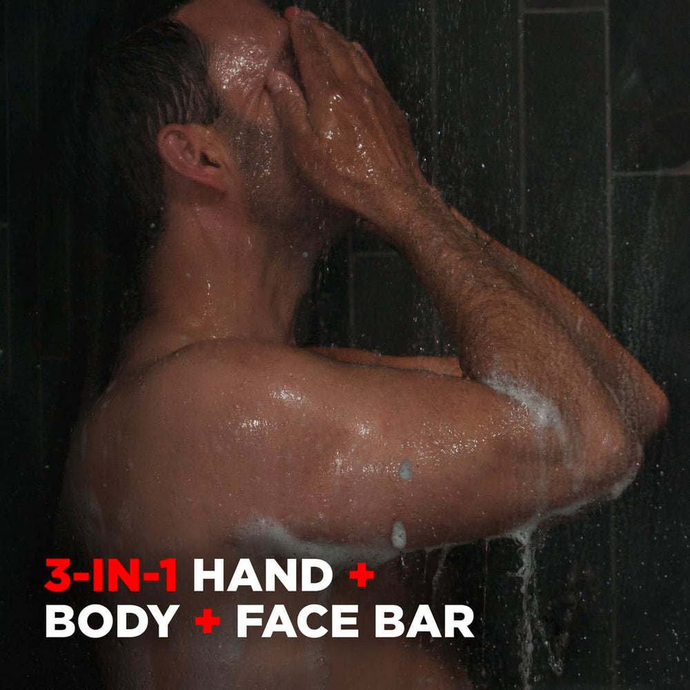 Dove Men+Care Deep Clean bar's classic scent enhances morning routine.