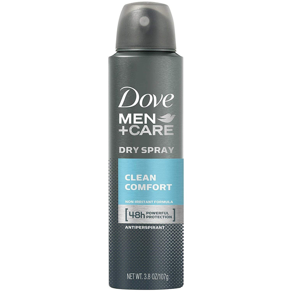Dove Men+Care Dry Spray being applied for a quick refresh.