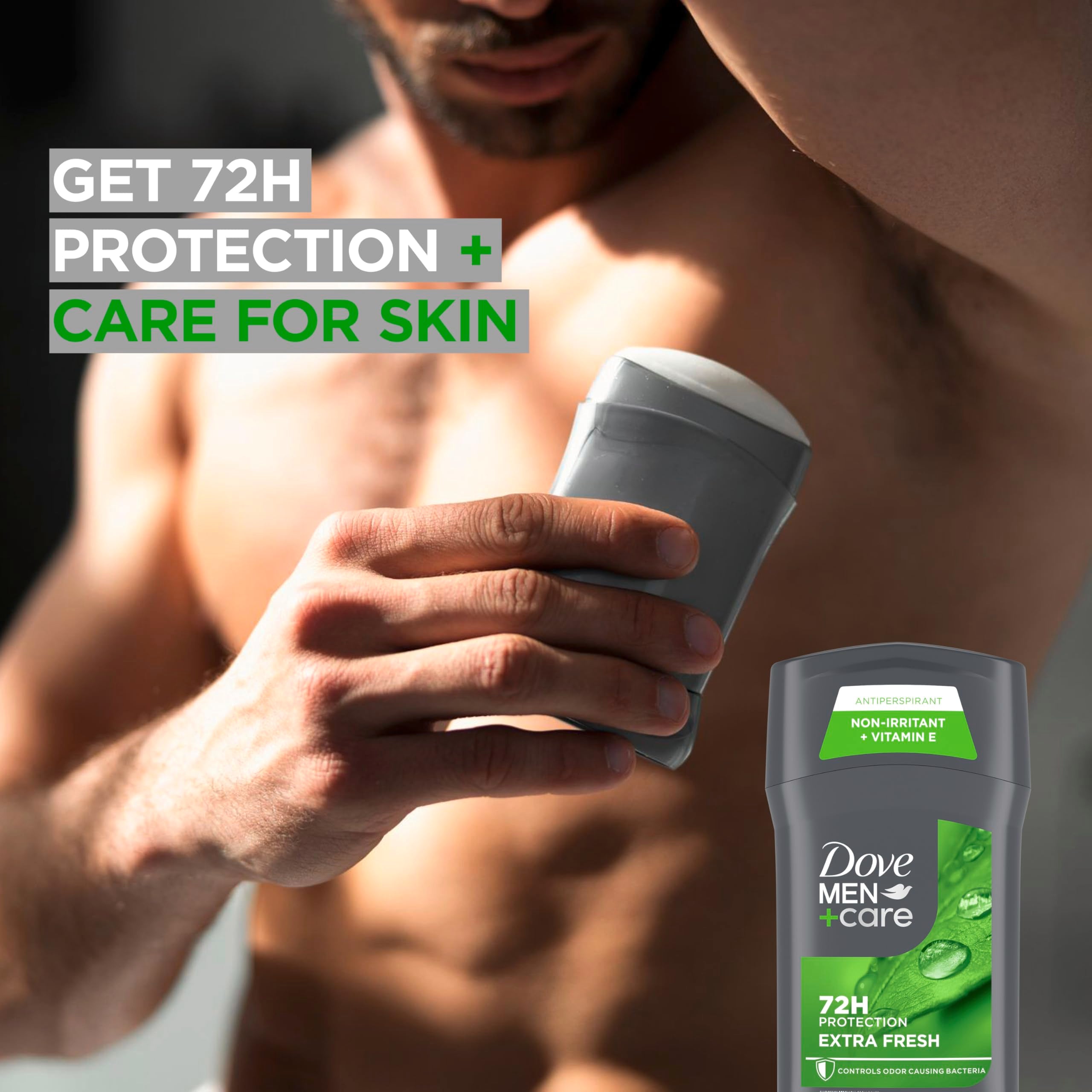 Dove Men+Care Extra Fresh 4-count packaging pictured for daily use.