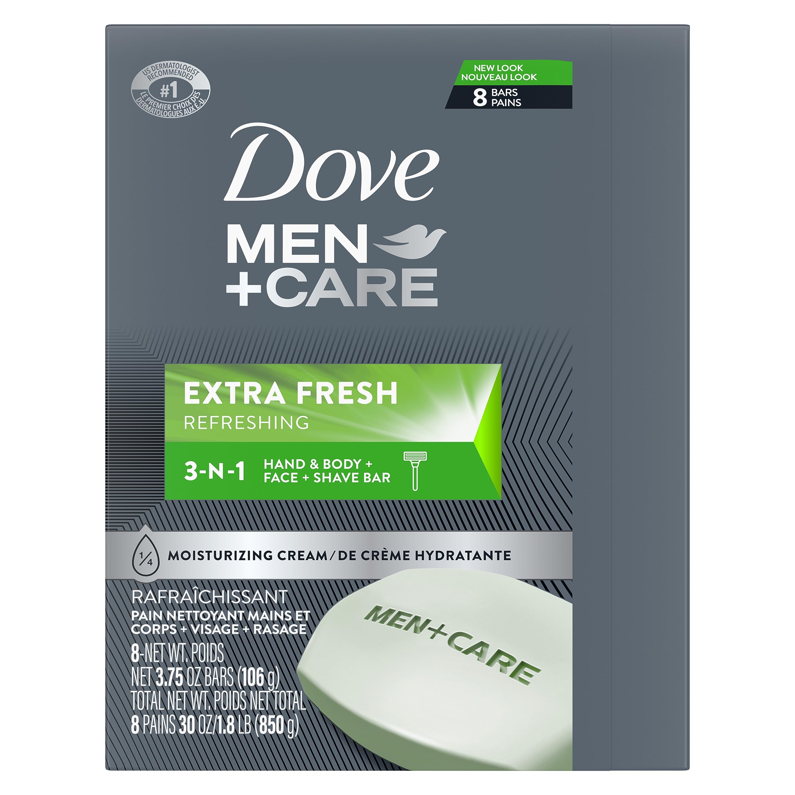 Dove Men+Care Extra Fresh Bar foaming lather ready to wash