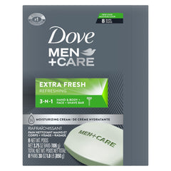 Dove Men+Care Extra Fresh Bar foaming lather ready to wash