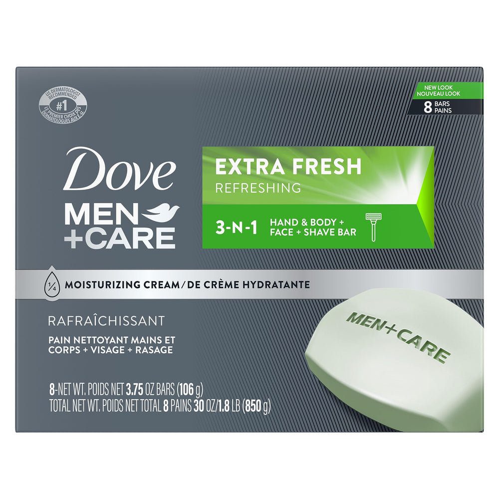 Dove Men+Care Extra Fresh Bar pack of eight for value and convenience