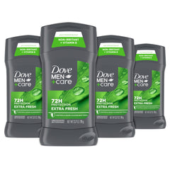 Dove Men+Care Extra Fresh stick shows 72h protection for all-day confidence.