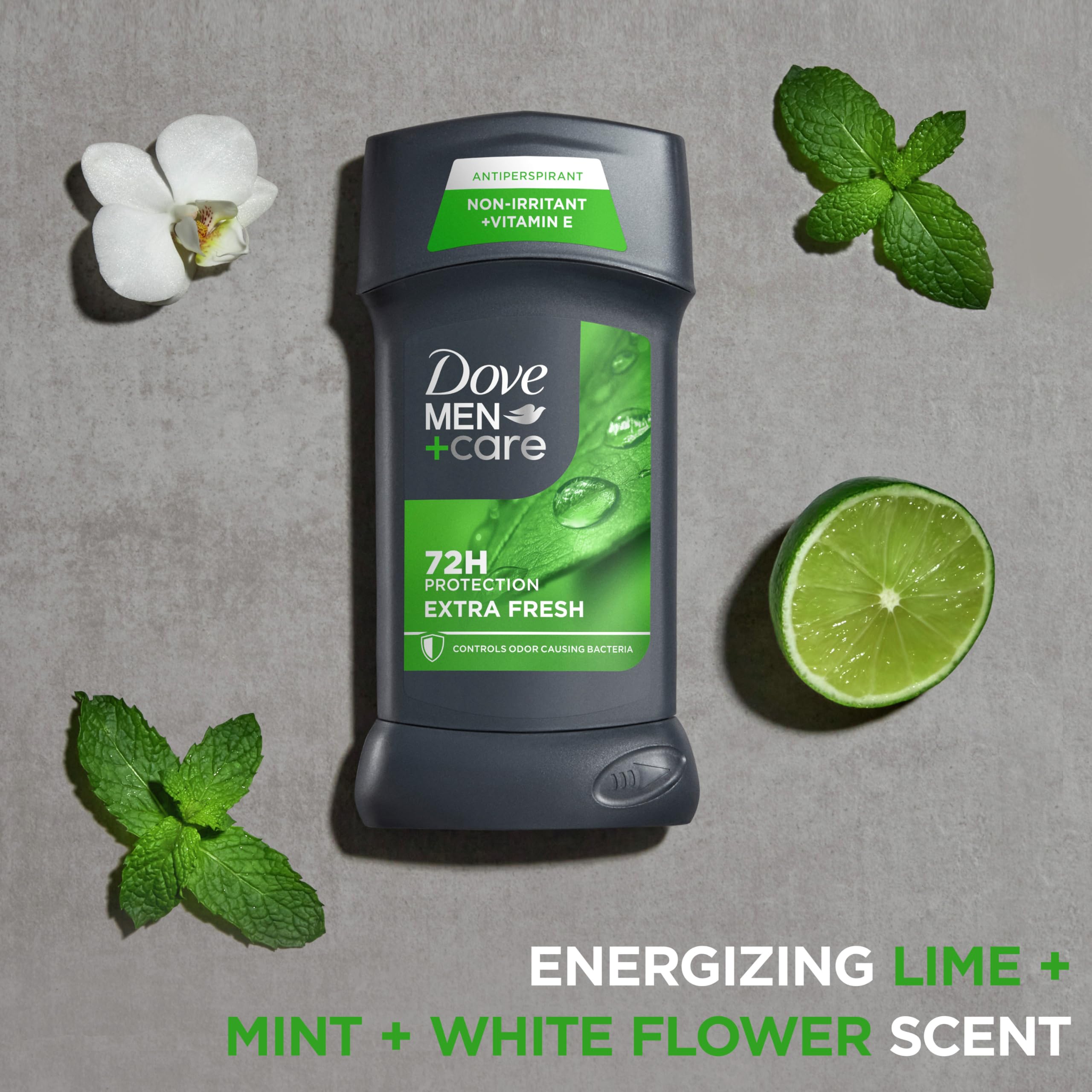 Dove Men+Care Extra Fresh stick being applied to underarms.