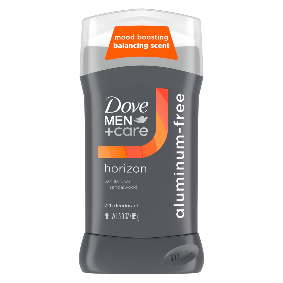 Dove Men+Care Horizon deodorant stick with vanilla-sandalwood scent for all-day mood lift.