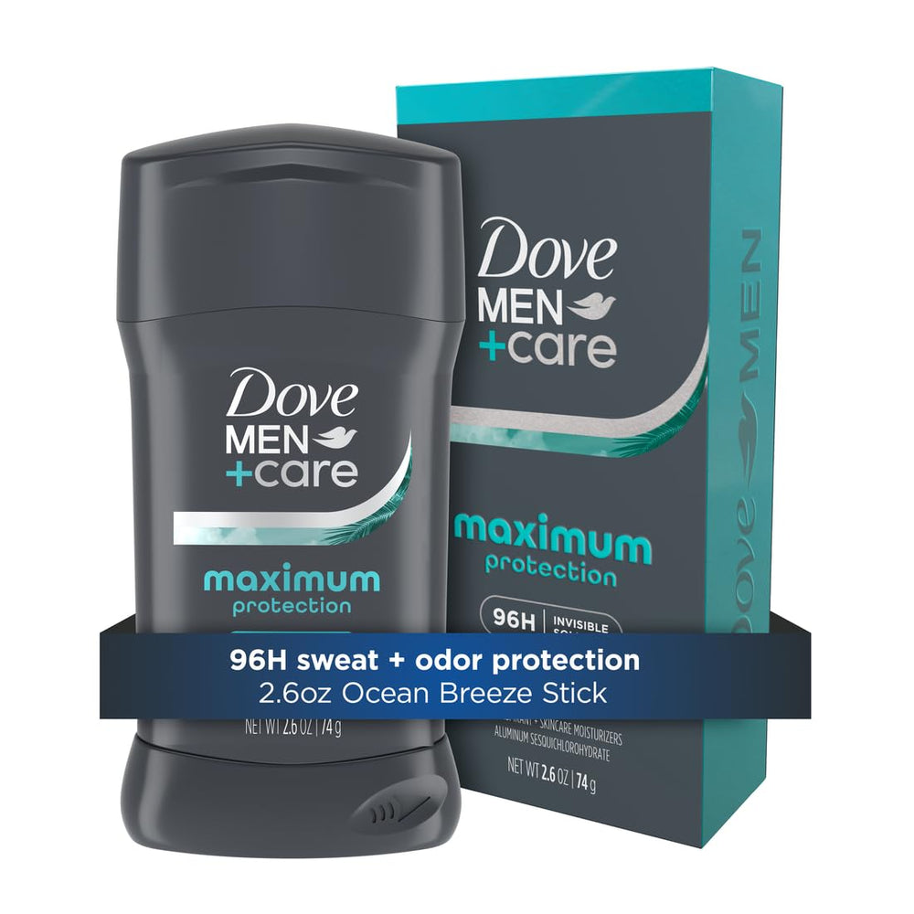 Dove Men+Care Invisible Solid Ocean Breeze bottle with refreshing mint scent and protection.