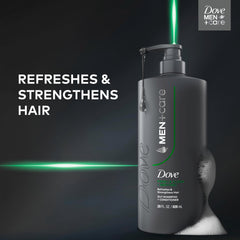 Dove Men+Care menthol close-up conveys refreshing scalp sensation.