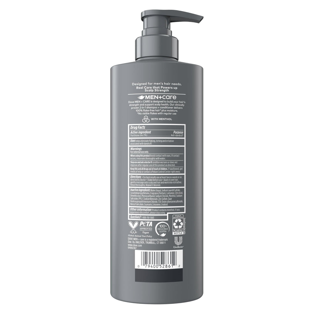 Dove Men+Care menthol cooling sensation bottle delivers instant refresh.