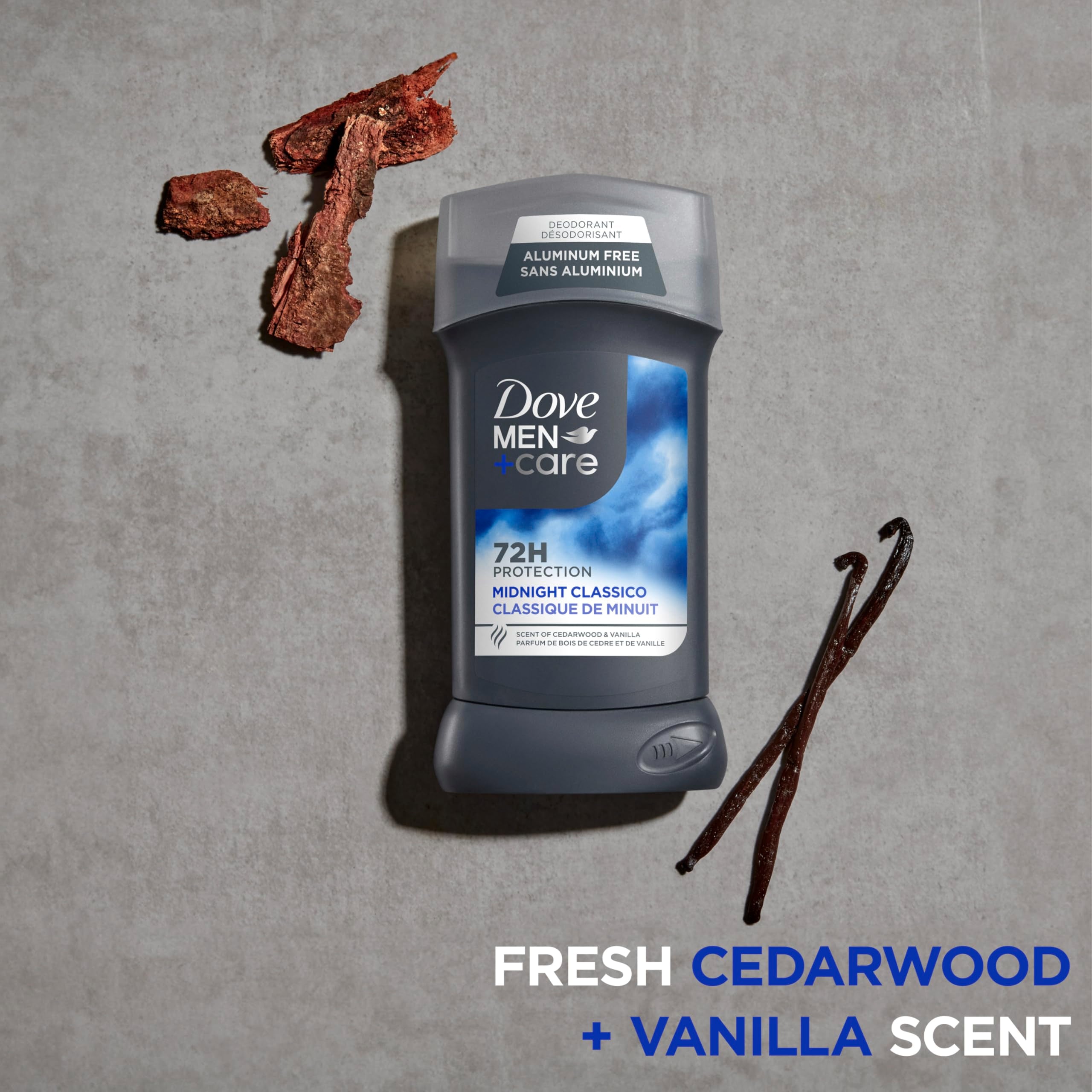 Three-ounce deodorant stick featuring 1/4 moisturizing cream for moisture.